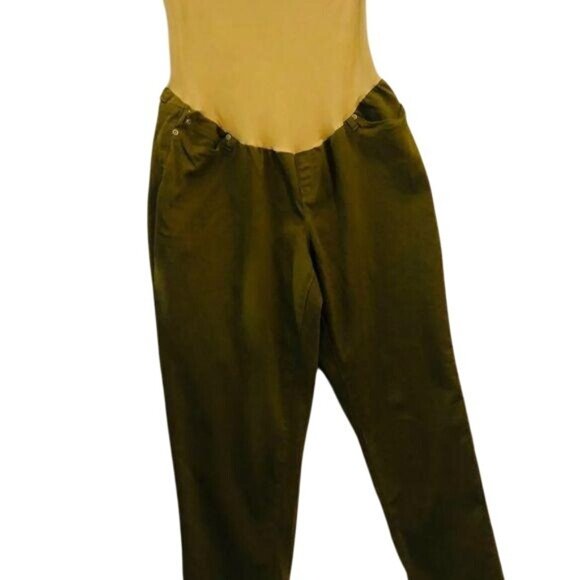 Maternity Pants Straight Legs Belly Band Dark green Pants Size 2XL - Picture 2 of 14